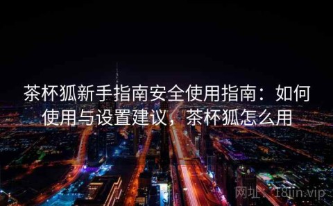 茶杯狐新手指南安全使用指南：如何使用与设置建议，茶杯狐怎么用