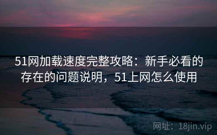 51网加载速度完整攻略：新手必看的存在的问题说明，51上网怎么使用