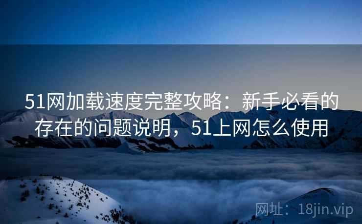 51网加载速度完整攻略：新手必看的存在的问题说明，51上网怎么使用